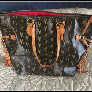 Dooney & Bourke Black and Tan Monogram Tote